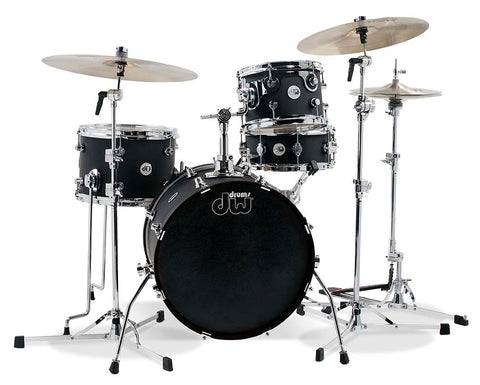 DW Design Black Satin Lacquer Mini Pro Drum Set - 18,10,13,13 - DDLM1804BL