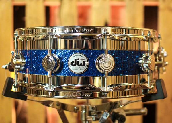 DW 5x14 Collector's Maple Blue Glass Edge Snare Drum - SO#1357367