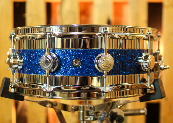 DW 5x14 Collector's Maple Blue Glass Edge Snare Drum - SO#1357367