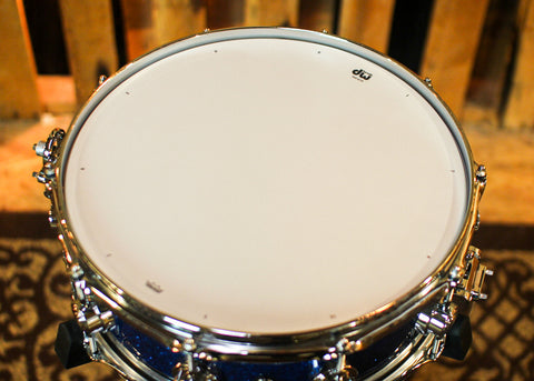 DW 5x14 Collector's Maple Blue Glass Edge Snare Drum - SO#1357367