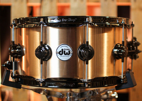 DW 6.5x14 Collector's 3mm Brushed Bell Bronze Snare Drum w/ Black Nickel Hardware - DRVZ6514SVN