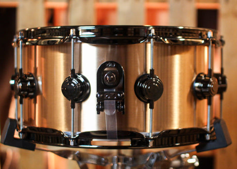 DW 6.5x14 Collector's 3mm Brushed Bell Bronze Snare Drum w/ Black Nickel Hardware - DRVZ6514SVN