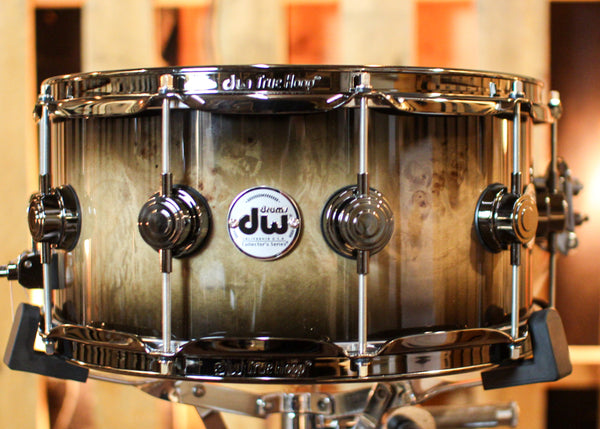 DW 6.5x14 Collector's Pure Birch HVLT Candy Black Burst over Mapa Burl Snare Drum - SO#1391653