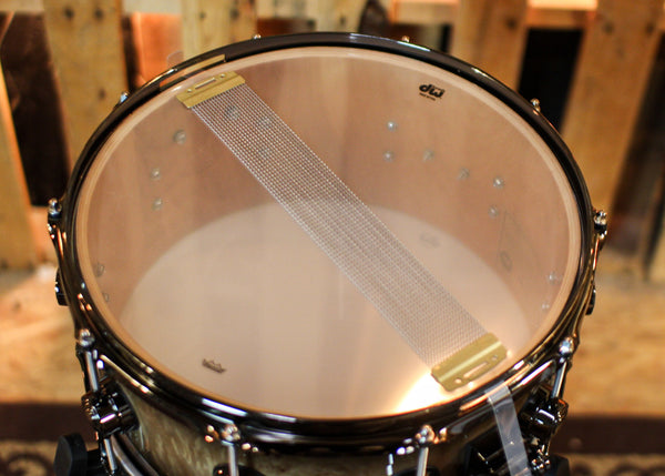 DW 6.5x14 Collector's Pure Birch HVLT Candy Black Burst over Mapa Burl Snare Drum - SO#1391653