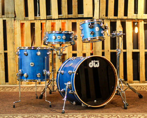 DW Collector's Maple Mahogany Azure Satin Oil Drum Set - 20,10,14,14sn - SO#1366529