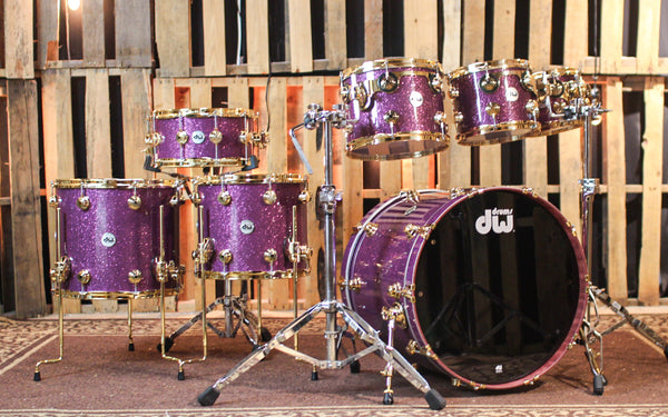 DW Collector's Purpleheart Purple Glass Drum Set - 22,8,10,12,14,16,14sn - SO#1354919