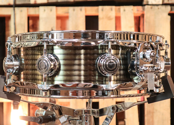 DW 4x14 Collector's Ribbed Brass over Steel Snare Drum